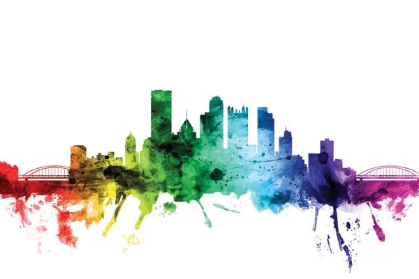 Michael Tompsett: Rainbow Skyline Of Pittsburgh, Pennsylvania, USA by Michael Tompsett