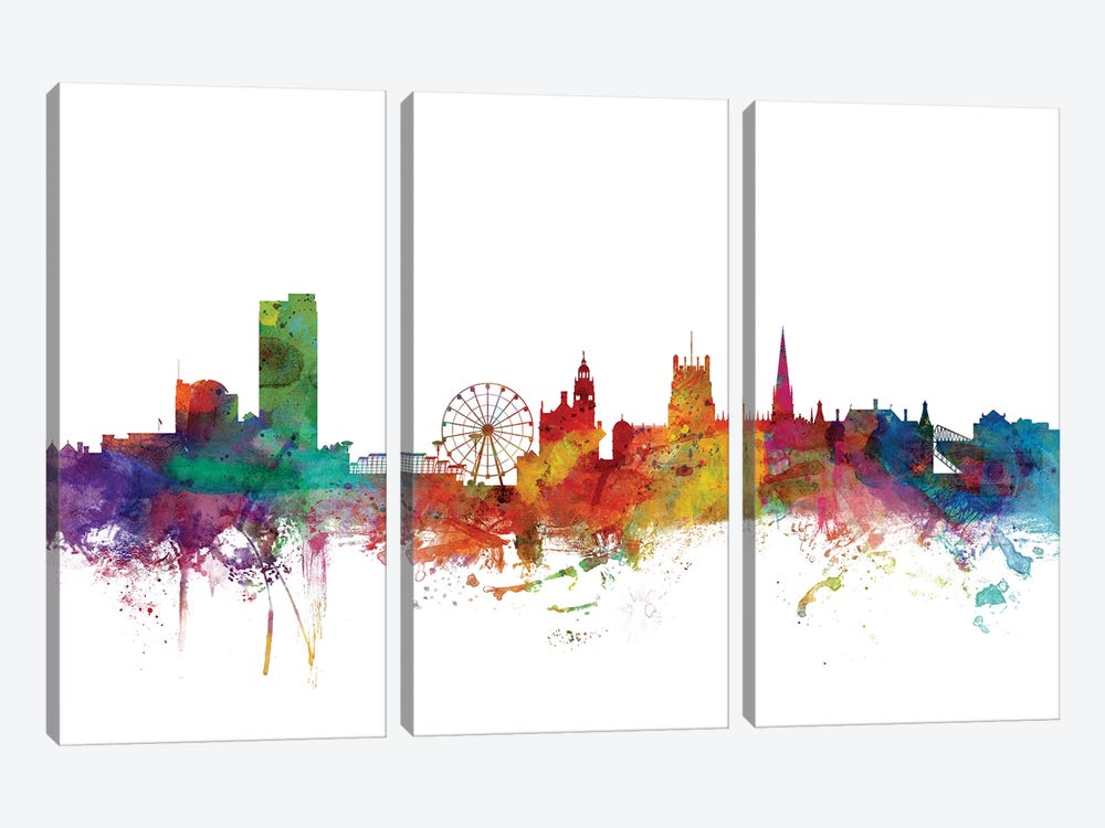 Sheffield, England Skyline by Michael Tompsett 3-piece Canvas Artwork