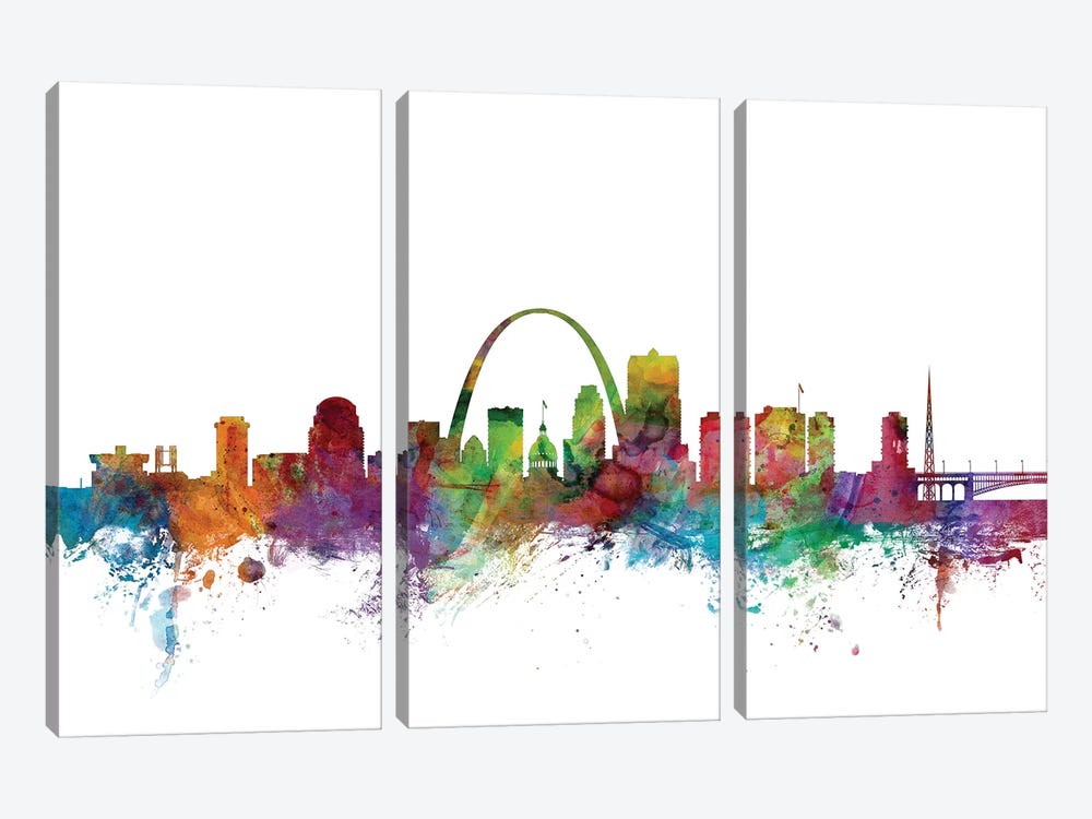 St. Louis, Missouri Skyline by Michael Tompsett 3-piece Canvas Art Print