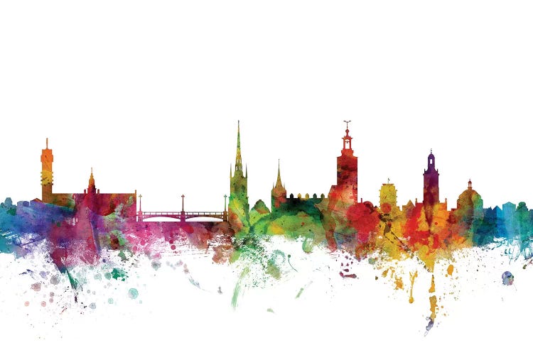 Rainbow Blend Stockholm, Sweden Skyline by Michael Tompsett wall art