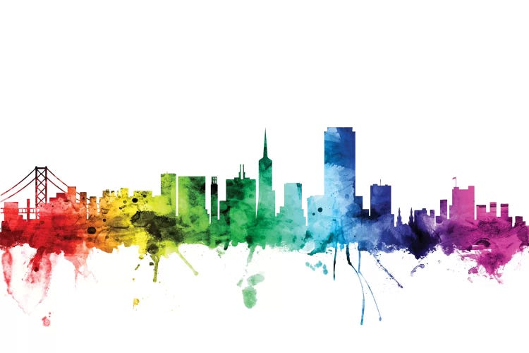 Rainbow Skyline Of San Francisco, California, USA