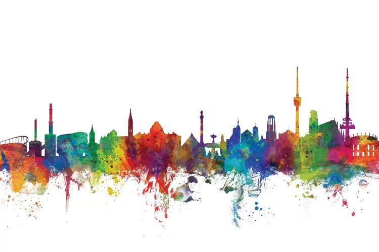 Rainbow Blend Stuttgart, Germany Skyline by Michael Tompsett wall art