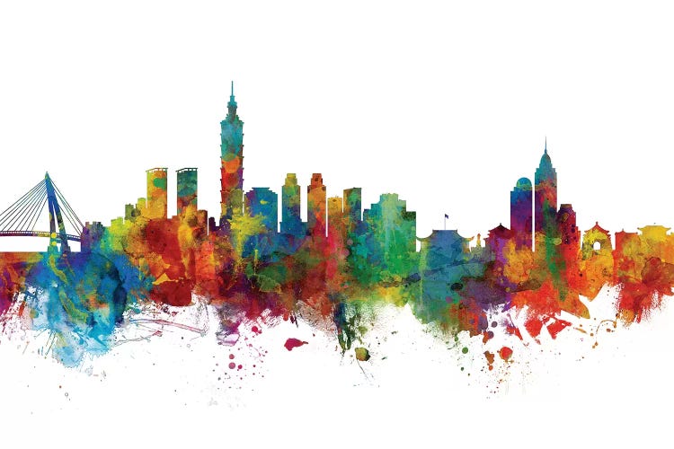 Rainbow Blend Taipei, Taiwan Skyline by Michael Tompsett wall art