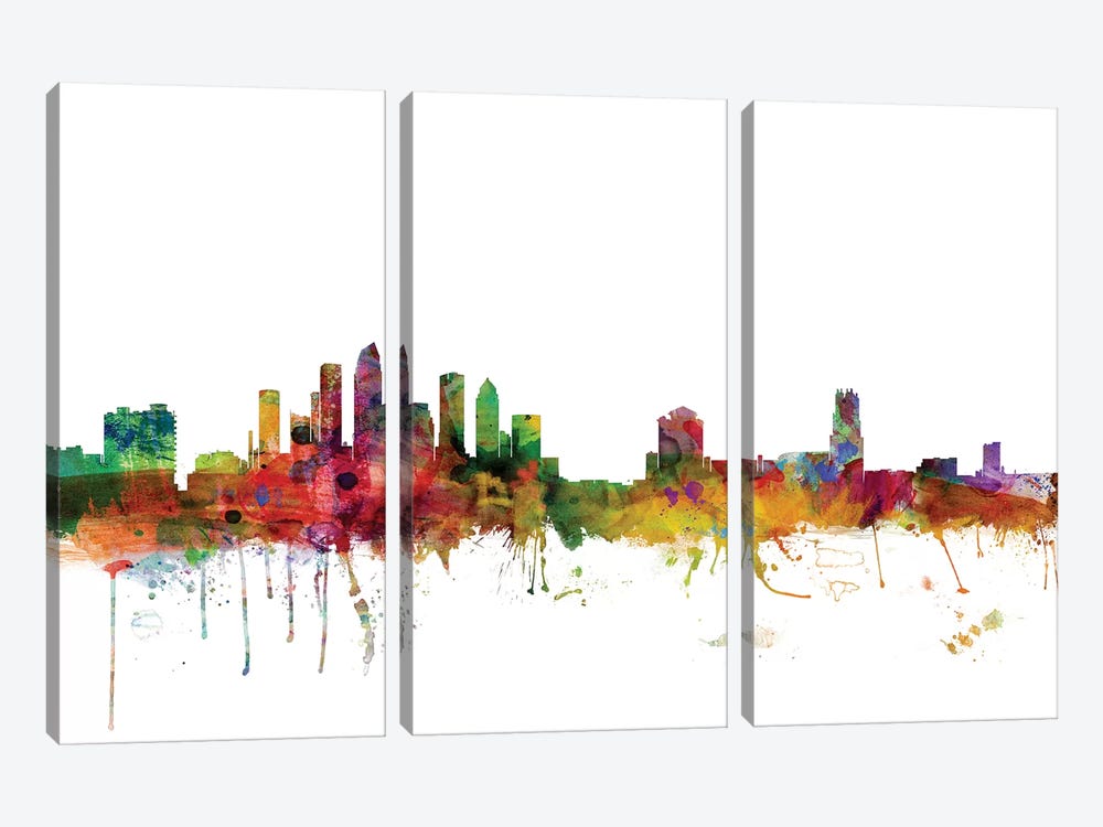 Tampa, Florida Skyline by Michael Tompsett 3-piece Canvas Print