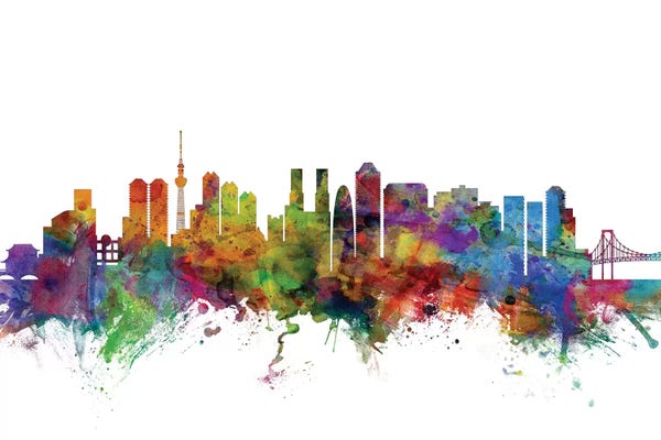 Tokyo: Rainbow Blend Tokyo, Japan Skyline by Michael Tompsett