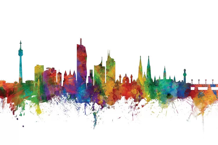 Rainbow Blend Vienna, Austria Skyline by Michael Tompsett wall art