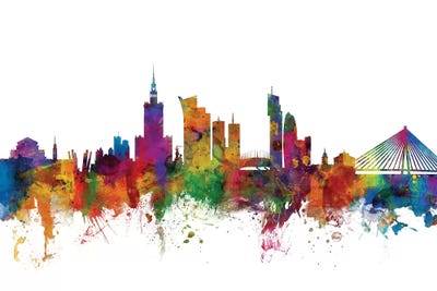 Rainbow Blend Warsaw, Poland Skyline by Michael Tompsett multi panel art