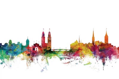 Rainbow Blend Zurich, Switzerland Skyline by Michael Tompsett framed wall art