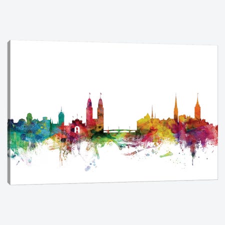 Zurich, Switzerland Skyline Canvas Print #MTO1199} by Michael Tompsett Canvas Wall Art