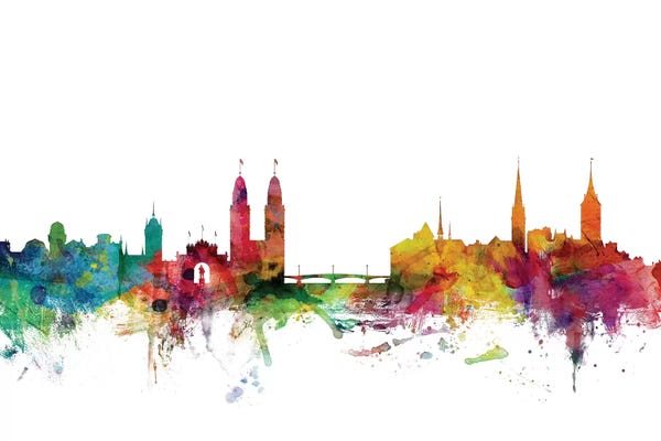 Zurich: Rainbow Blend Zurich, Switzerland Skyline by Michael Tompsett