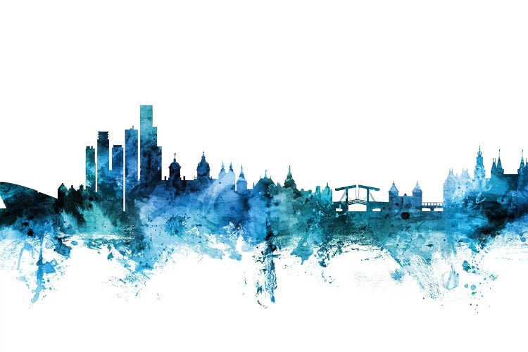 Blue Amsterdam, The Netherlands Skyline