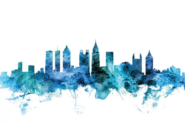 Michael Tompsett: Blue Atlanta, Georgia Skyline by Michael Tompsett