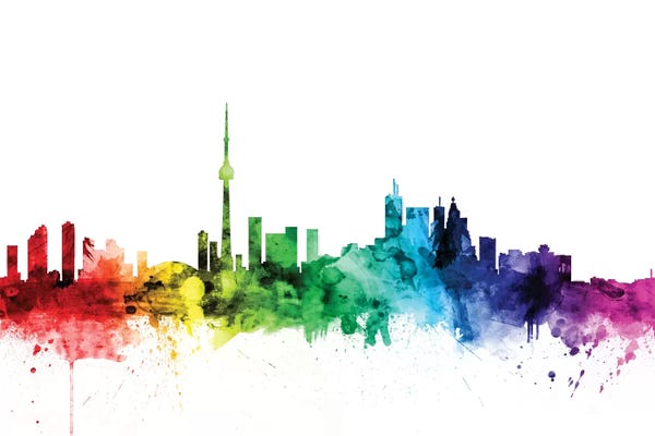 Ontario: Rainbow Skyline Of Toronto, Canada by Michael Tompsett