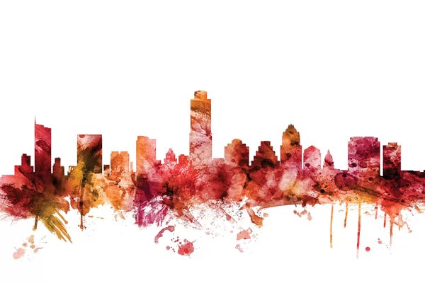 Austin Skylines: Rusted Austin, Texas Skyline by Michael Tompsett
