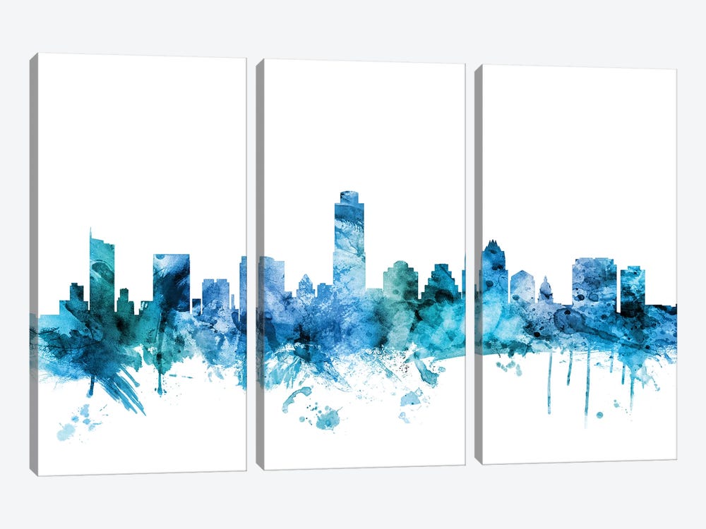 Austin, Texas Skyline by Michael Tompsett 3-piece Canvas Art Print