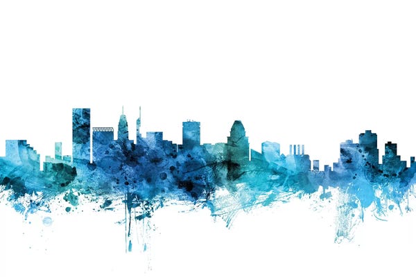 Baltimore: Blue Baltimore, Maryland Skyline by Michael Tompsett