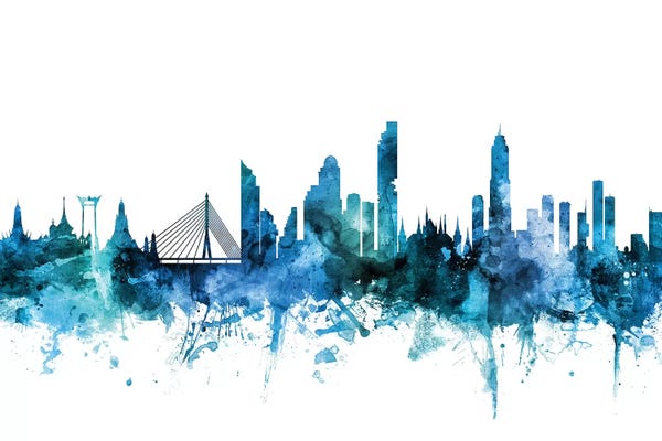 Thailand: Blue Bangkok, Thailand Skyline by Michael Tompsett