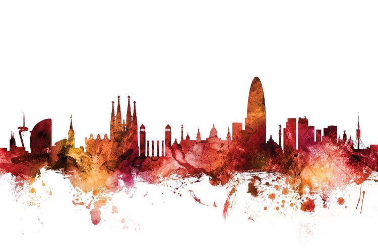 Rusted Barcelona, Spain Skyline by Michael Tompsett wall art