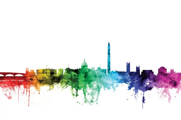 Washington, D.C. Skylines: Rainbow Skyline Of Washington, D.C., USA by Michael Tompsett