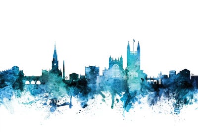 Blue Bath, England Skyline Cityscape by Michael Tompsett art print