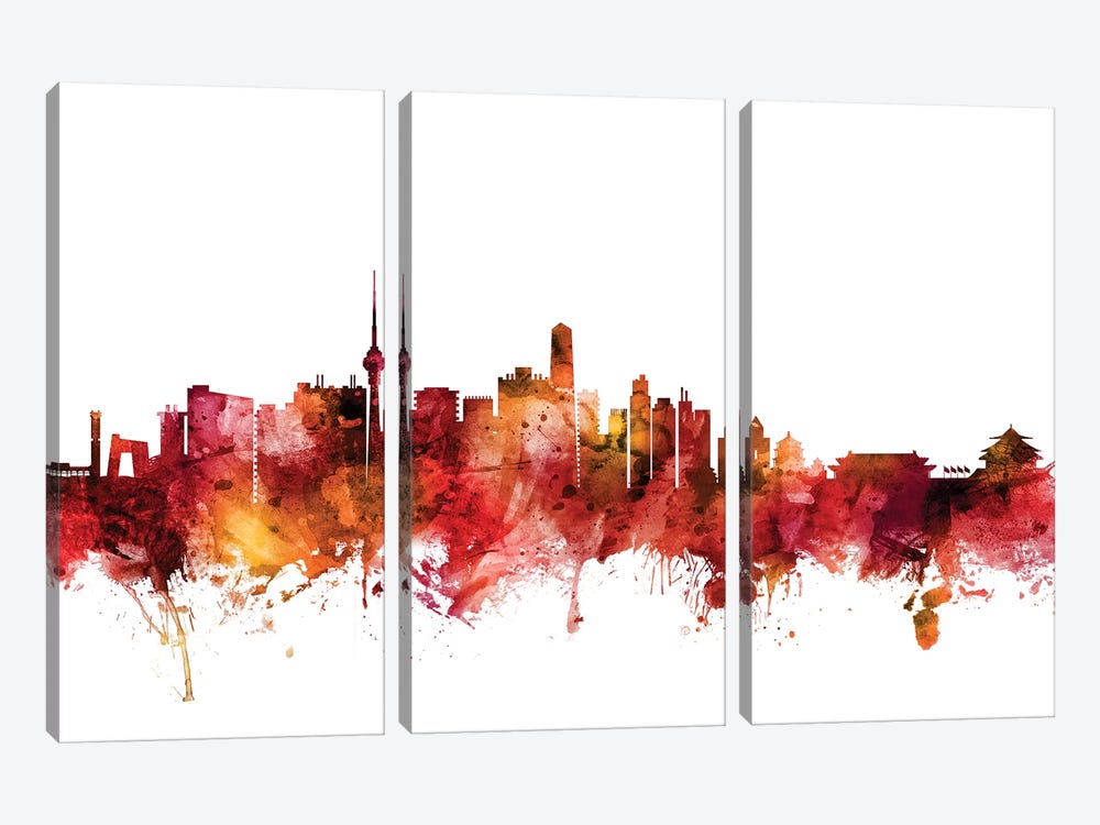 Beijing, China Skyline by Michael Tompsett 3-piece Canvas Print