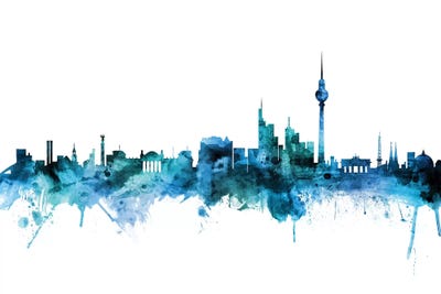 Blue Berlin, Germany Skyline by Michael Tompsett framed canvas print