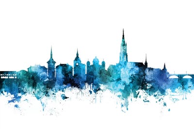 Blue Bern, Switzerland Skyline by Michael Tompsett multi panel art
