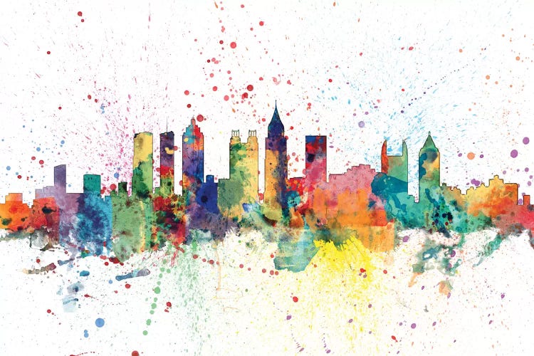 Rainbow Splash Skyline Of Atlanta, Georgia, USA by Michael Tompsett wall art