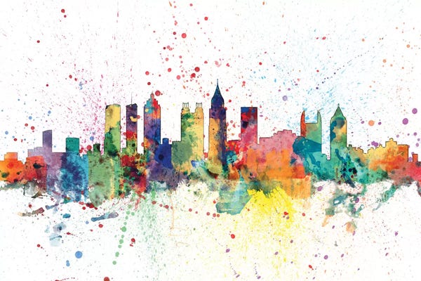 Buildings: Rainbow Splash Skyline Of Atlanta, Georgia, USA by Michael Tompsett