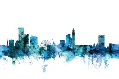 Blue Birmingham, England Skyline by Michael Tompsett framed wall art
