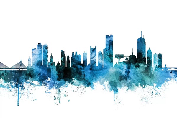 Blue Boston, Massachusetts Skyline