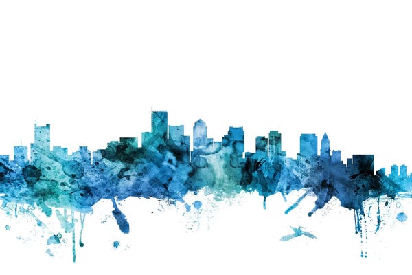 Massachusetts: Blue Boston, Massachusetts Skyline by Michael Tompsett