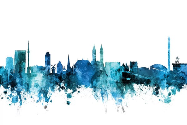 Bremen: Blue Bremen, Germany Skyline by Michael Tompsett