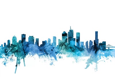 Blue Brisbane, Australia Skyline by Michael Tompsett framed wall art