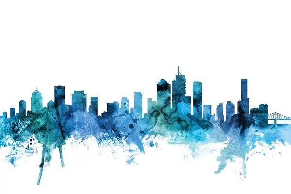 Queensland: Blue Brisbane, Australia Skyline by Michael Tompsett