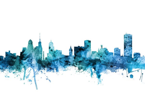 Michael Tompsett: Blue Buffalo, New York Skyline by Michael Tompsett