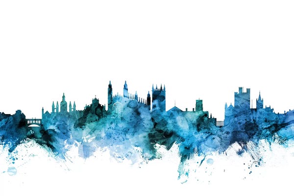 England: Blue Cambridge, England Skyline by Michael Tompsett