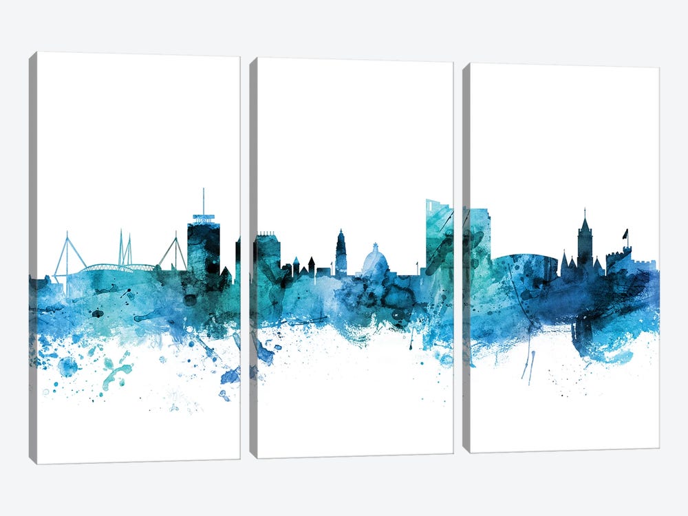 Cardiff, Wales Skyline by Michael Tompsett 3-piece Canvas Print