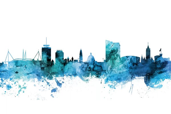Wales: Blue Cardiff, Wales Skyline by Michael Tompsett