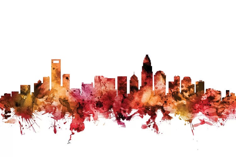Rusted Charlotte, North Carolina Skyline by Michael Tompsett wall art