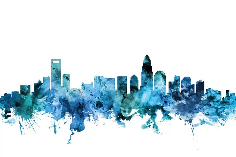 Blue Charlotte, North Carolina Skyline