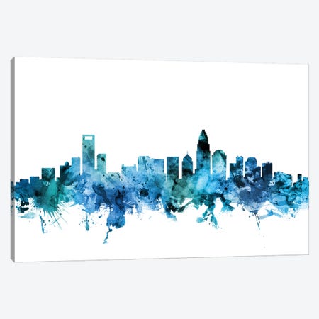 Charlotte, North Carolina Skyline Canvas Print #MTO1282} by Michael Tompsett Canvas Artwork