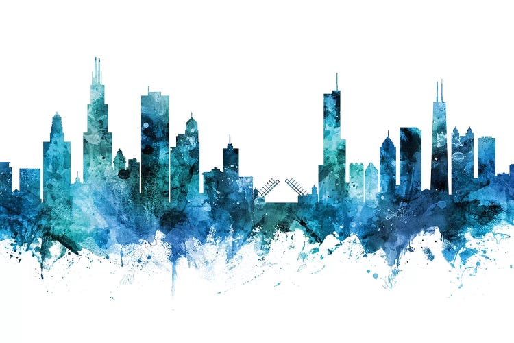 Blue Chicago, Illinois Skyline