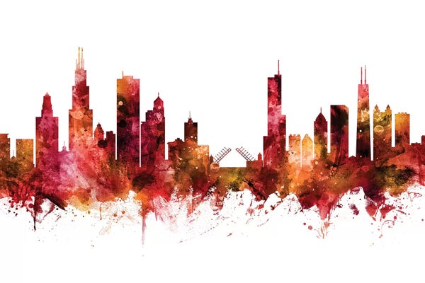 Chicago Skylines: Rusted Chicago, Illinois Skyline by Michael Tompsett