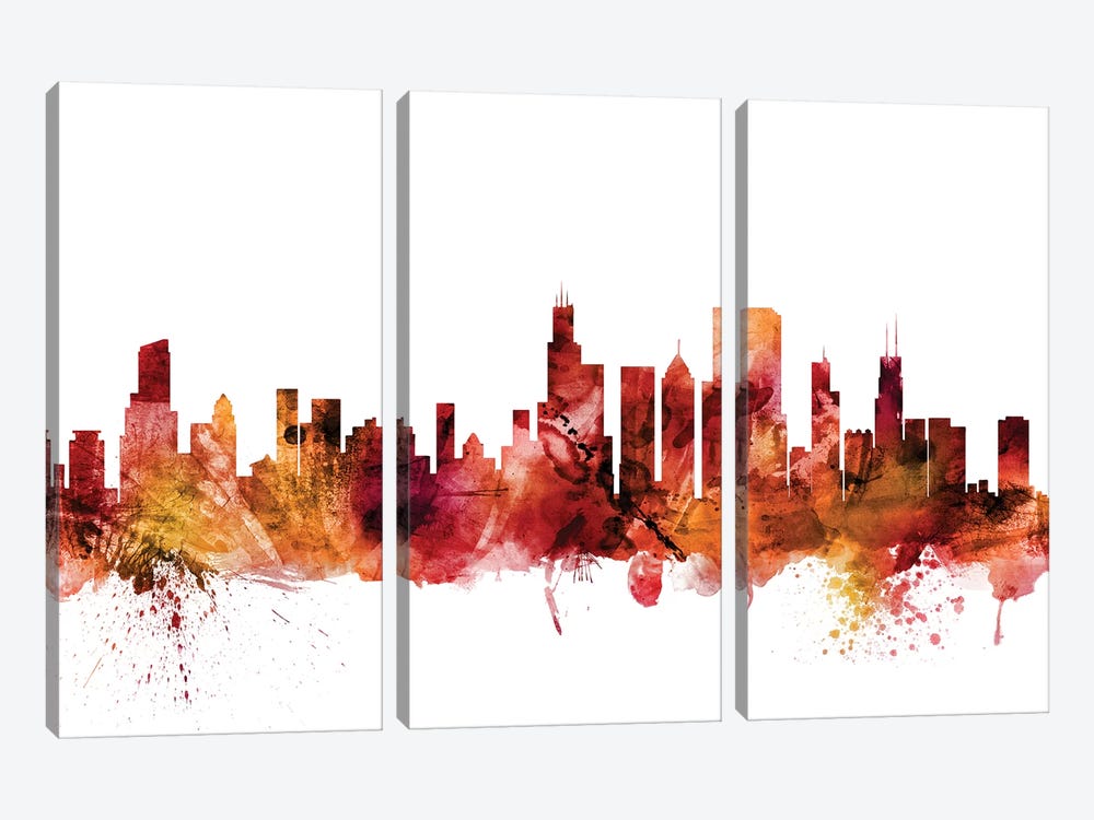 Chicago, Illinois Skyline by Michael Tompsett 3-piece Art Print
