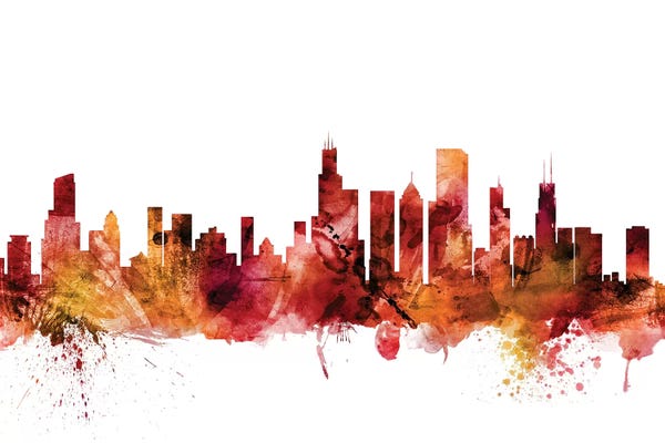 Chicago Skylines: Rusted Chicago, Illinois Skyline by Michael Tompsett