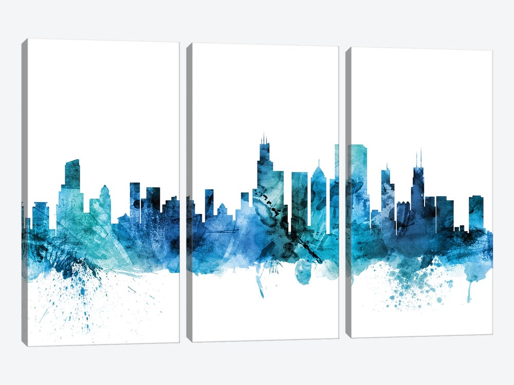 Chicago, Illinois Skyline by Michael Tompsett 3-piece Canvas Artwork