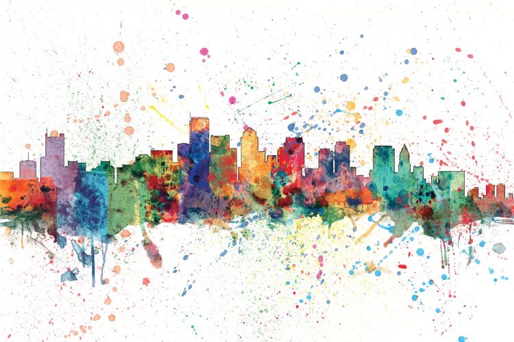 Rainbow Splash Skyline Of Boston, Massachusetts, USA