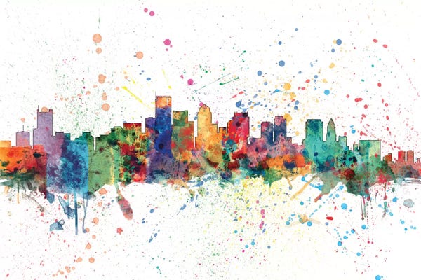 Skylines: Rainbow Splash Skyline Of Boston, Massachusetts, USA by Michael Tompsett