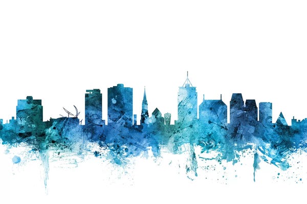New Zealand: Blue Christchurch, New Zealand Skyline by Michael Tompsett